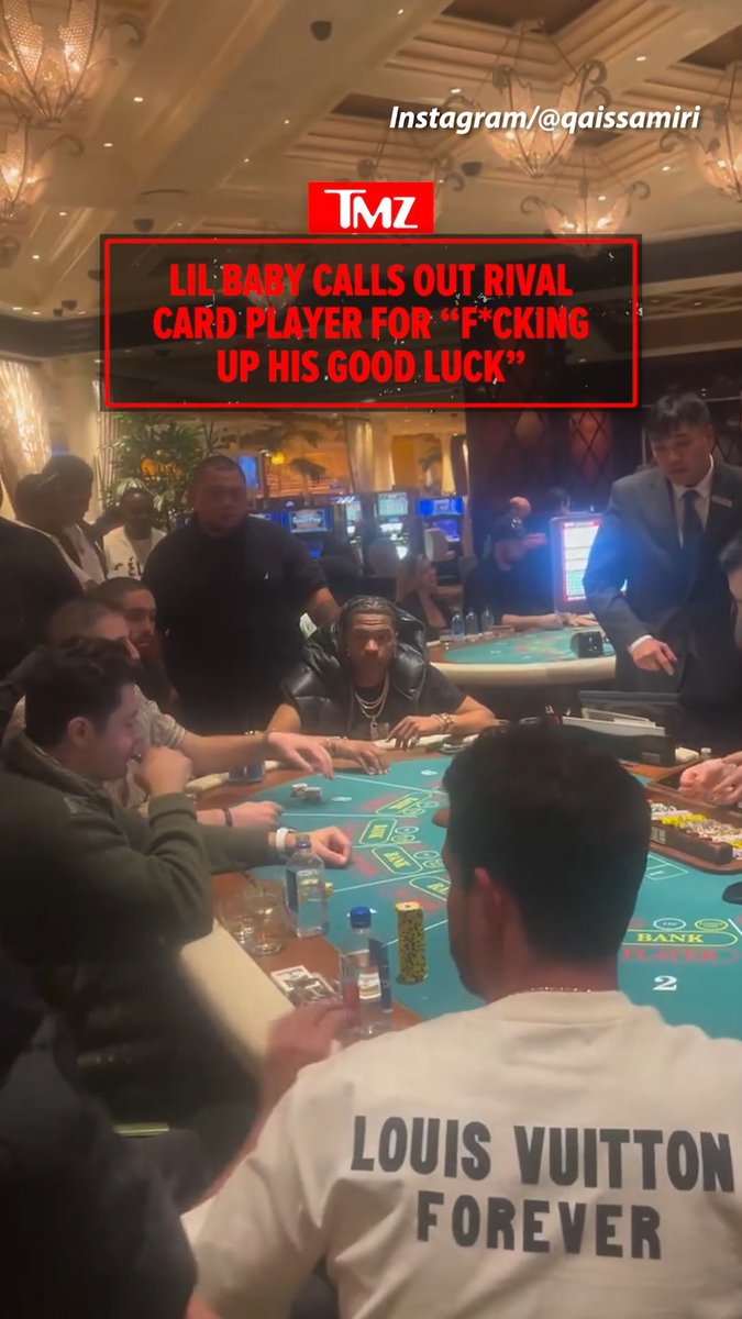 🤬🃏 Lil Baby wasn’t having it when a rival card player messed up his vibe at the casino. 🎥: Instagram/qaissamiri
