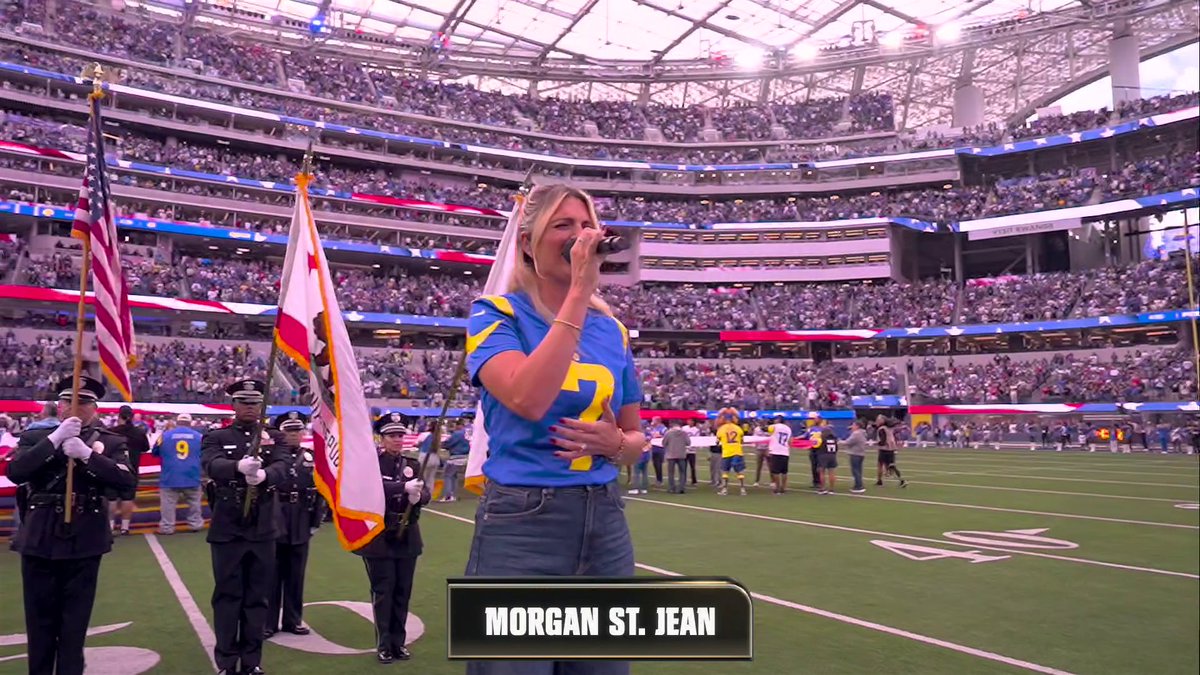 Morgan St. Jean with the national anthem before Bills-Rams at SoFi Stadium.