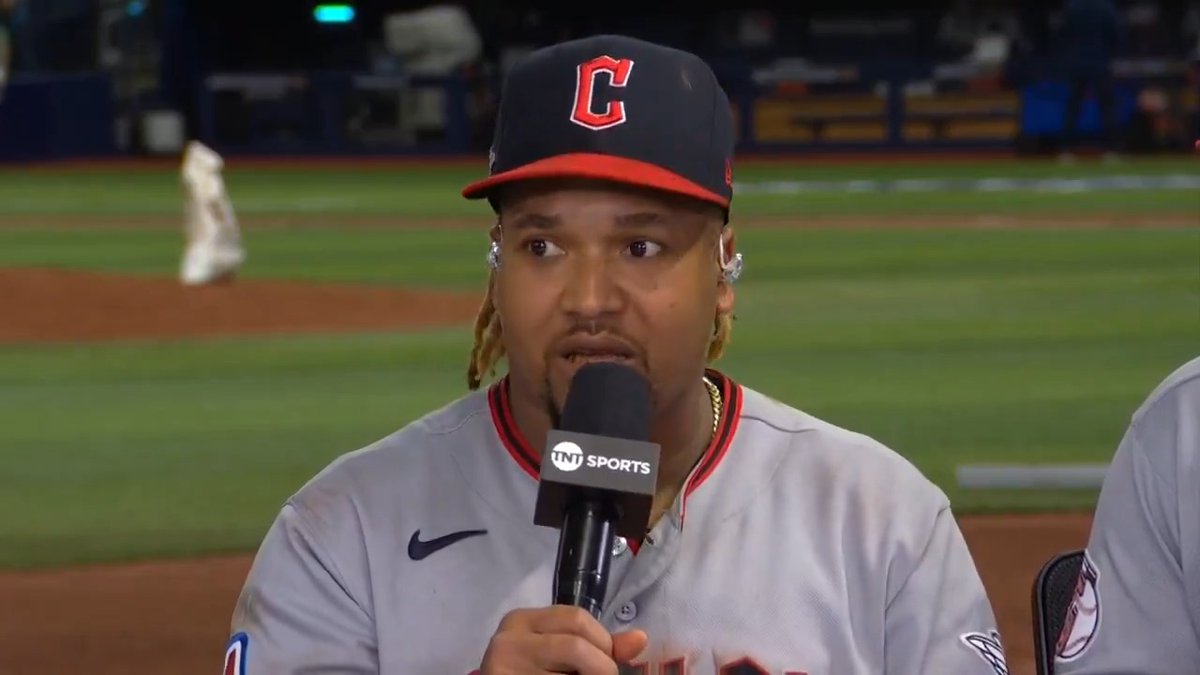 "This is the place that I love, and they love me back." José Ramírez with some heartfelt words for Guardians fans 🥹 📹: TBS Network