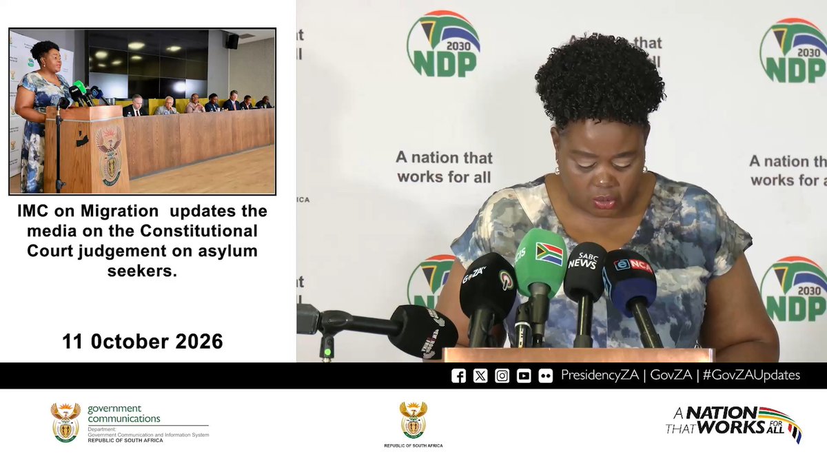 *ICYMI* 🎥 | Inter-Ministerial Committee (IMC) on Migration media briefing, providing an update on the Constitutional Court judgment on asylum seekers. #GovZAUpdates #Migration #Asulumseekers #IMC