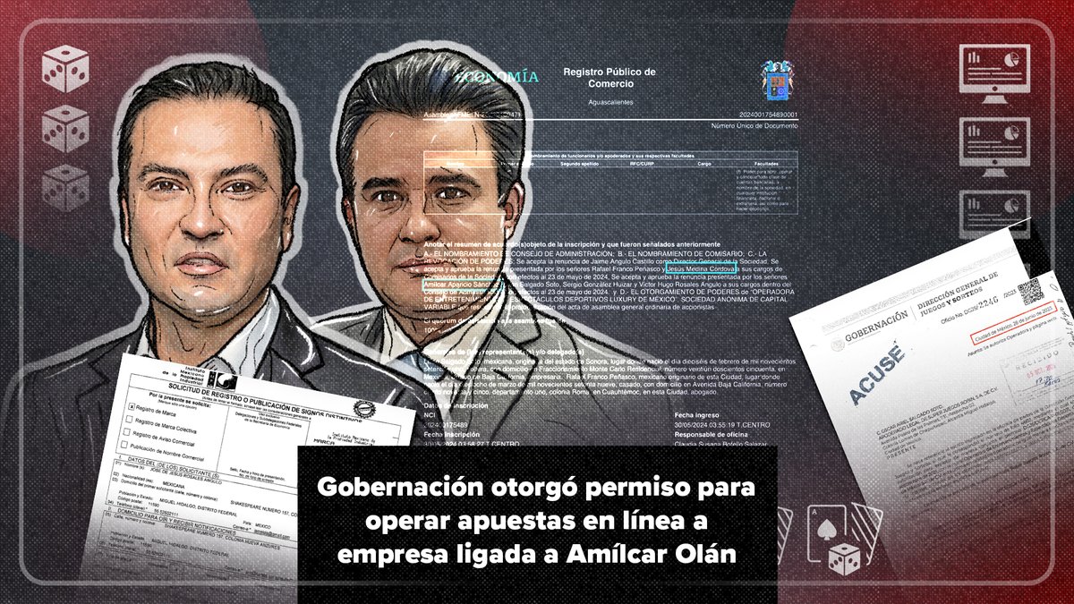 🔴 #ExclusivaMCCI Un día antes de dejar la Dirección de Juegos y Sorteos en Gobernación, Manuel Marcué Díaz, excolaborador de Adán Augusto López H, autorizó un permiso para operar apuestas por internet a una empresa en la que participaban el abuelo y el contador de Amílcar Olán. 🧵