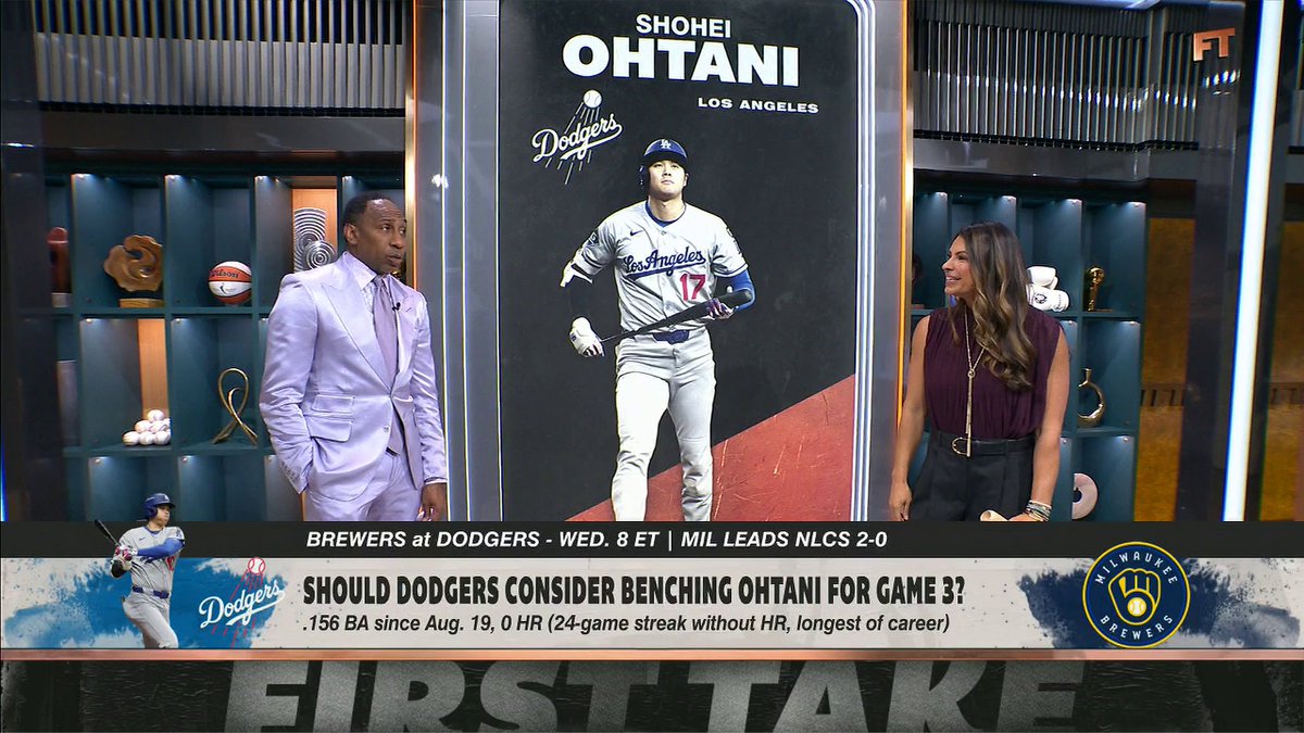 “I know he doesn’t have the bat speed. I know he’s not healthy, … but it’s Shohei.” Jessica Mendoza and Stephen A Smith go over whether the Dodgers should consider benching Shohei Ohtani for Game 3 ⚾️