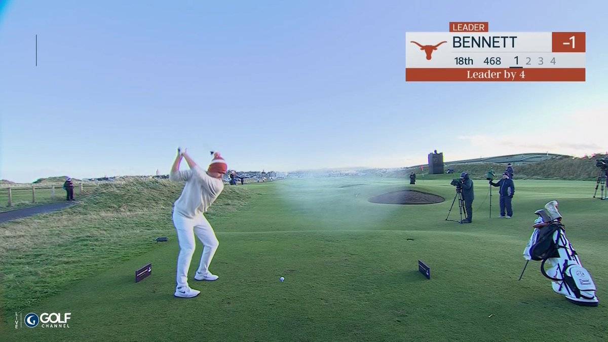 This low trajectory tracer from Daniel Bennett on 18 tee at the Jubilee Course 🔥👀 Texas Men's Golf cc: chris gotterup