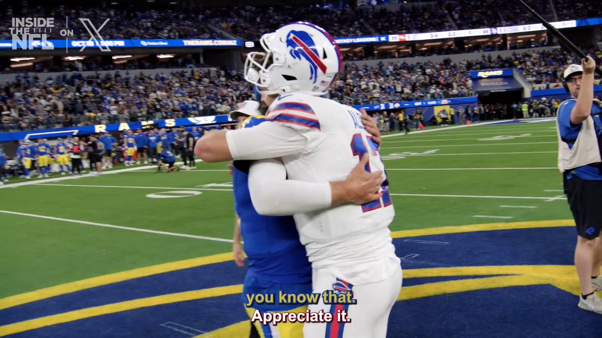 It's always love between Josh Allen and Matthew Stafford ❤️ @insidethenfl Week 5 Mic'd Up on X