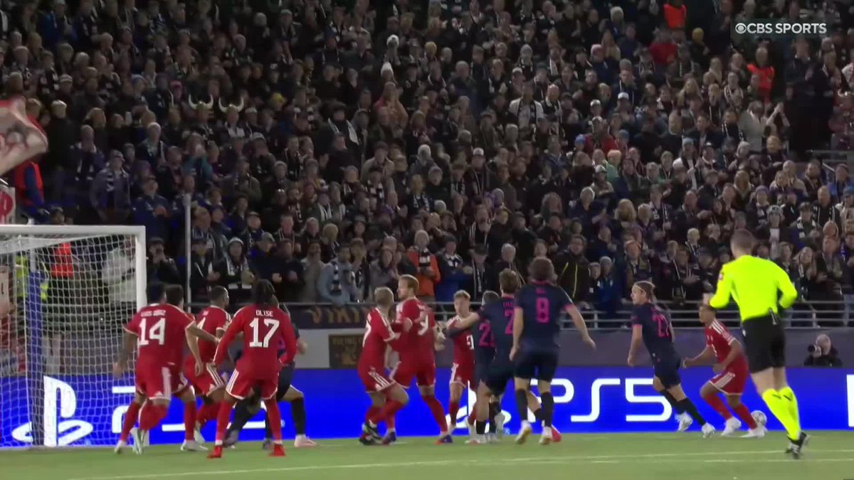 Bayern are STUNNED inside two minutes as Gianni Stensness fires Viking ahead 🤯 Watch the #UCL on @ParamountPlus 📺