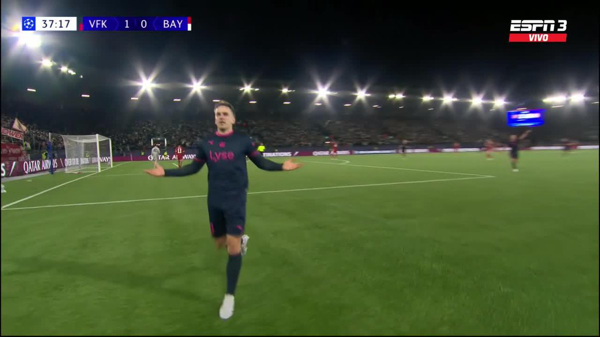 ¡LA CONTRA PERFECTA PARA MARCAR UN GOLAZO Y SEGUIR ESCRIBIENDO LA HISTORIA EN NORUEGA! Peter Christiansen estampó el 2-0 de Viking contra Bayern Munich en la segunda fecha de la Fase Liga de la #CHAMPIONSxESPN. 📺 Toda la #UCL por ESPN en el Plan Premium de #DisneyPlus
