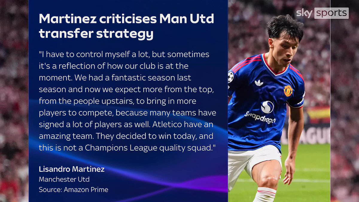 "Not the time to talk" 🗣️ Michael Carrick reacts to Lisandro Martinez's criticism of Manchester United hierarchy after loss to Atletico Madrid 🔴