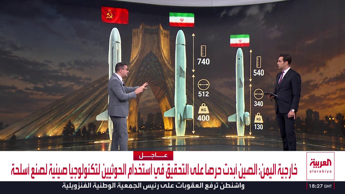 الصحفي في شبكة العربية عبد الجليل مسعي يستعرض طرق حصول الحوثيين على مكونات الصواريخ: شبكة من التجار تشتري المكونات ذات الاستخدام المزدوج من الصين.. والحصول على المحركات التربونية للصواريخ من بكين أقل كلفة من تهريبها من طهران