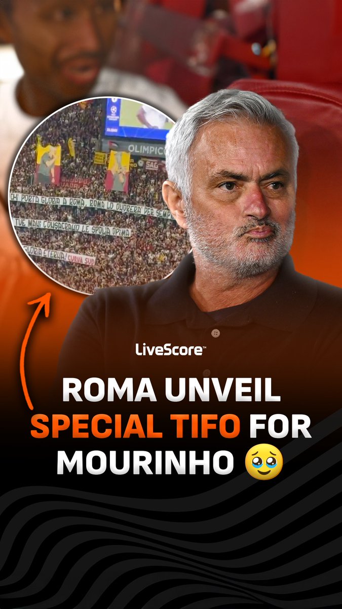 Roma’s tifo: ‘He who brings glory to Rome, Rome shall honor forever. Your hands consecrate the rich spoils, and the people bestow eternal glory upon you! For the special world, for immortal Rome, Hail Mou!’ 🥹❤️ 🎥/ Damián