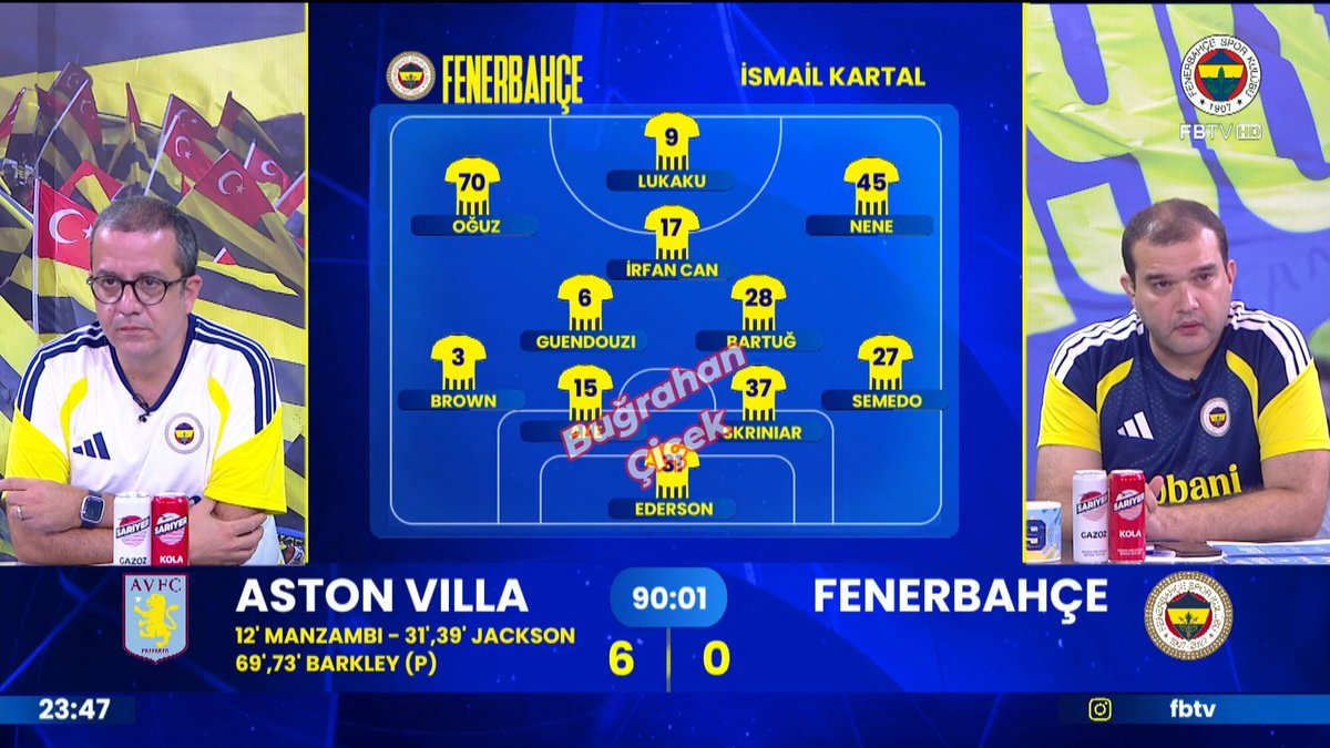 FBTV'de hezimet sessizliği! Fenerbahçe, Şampiyonlar Ligi'nde yerle yeksan oldu! Aston Villa 6 - 0 Fenerbahçe gol tepkileri