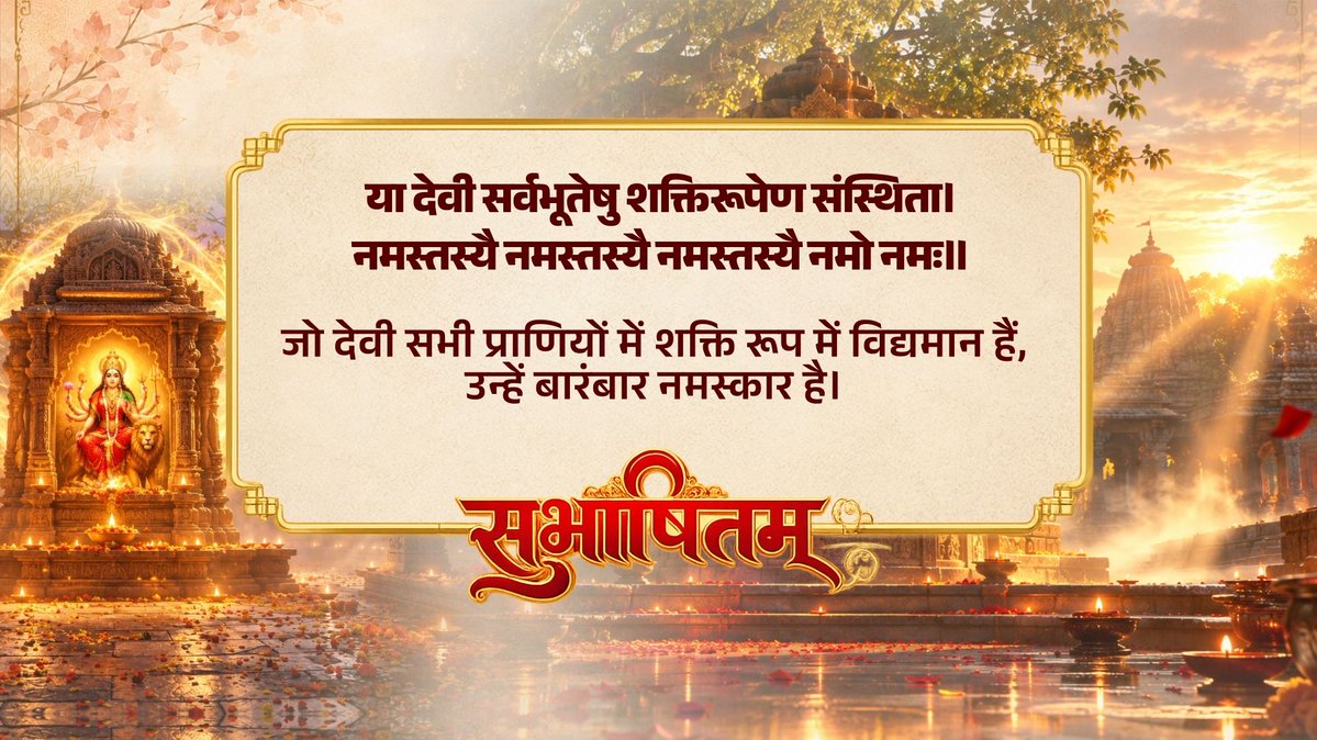 या देवी सर्वभूतेषु शक्ति-रूपेण संस्थिता। नमस्तस्यै नमस्तस्यै नमस्तस्यै नमो नमः॥