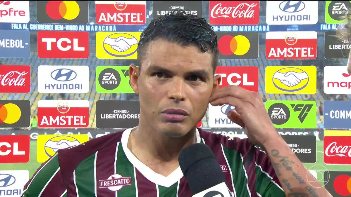 Thiago Silva elogia o Fluminense, apesar da derrota em casa para o Palmeiras: "A performance de hoje dá a esperança para a gente ir lá e buscar a classificação".