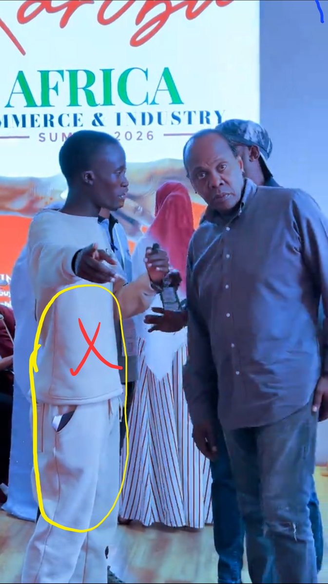 Brooooooooooooh!! When we said you should dress well for an event, this dude showed up to interview Citizen journalist Jeff Koinange in sweatpants, like he was interviewing his 1910 grandmother. Learn to dress decent if you want respect. Jeff pushed the so-called Young Millionaire Talks because the man dressed so pathetic.