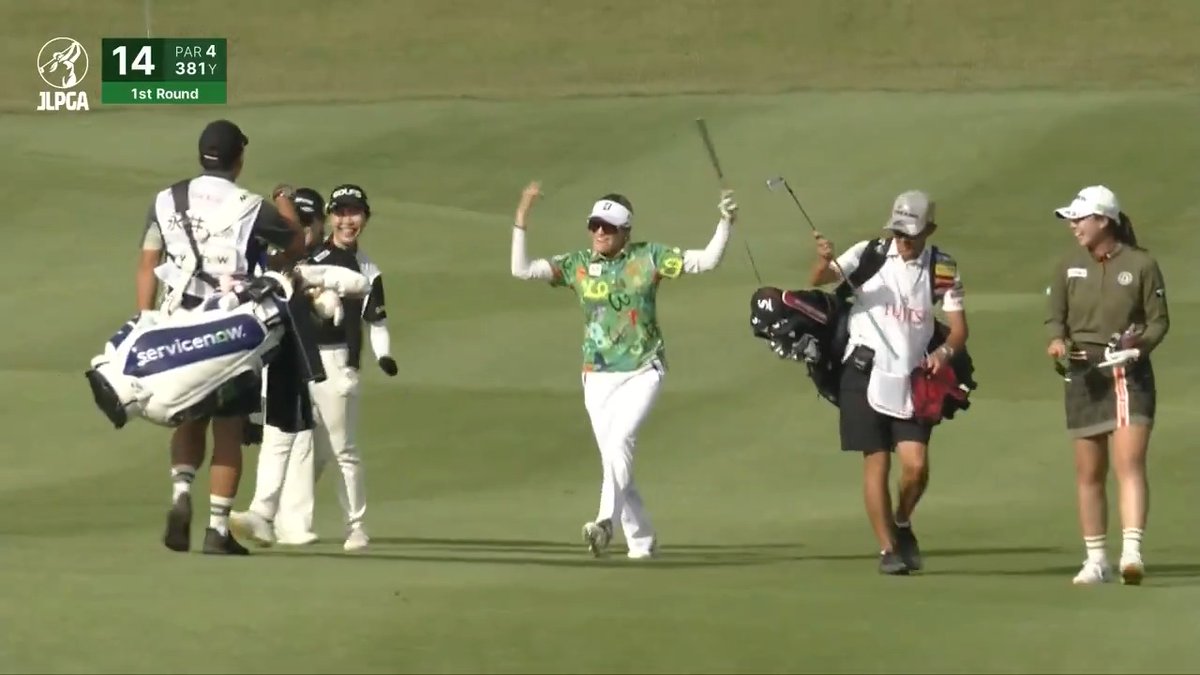 会心のイーグルにノリノリ🤘😎 桑木志帆の8番アイアンで放った一打が吸い込まれるようにカップイン🦅🙌 富士通レディース 2026 🏆|Round1
