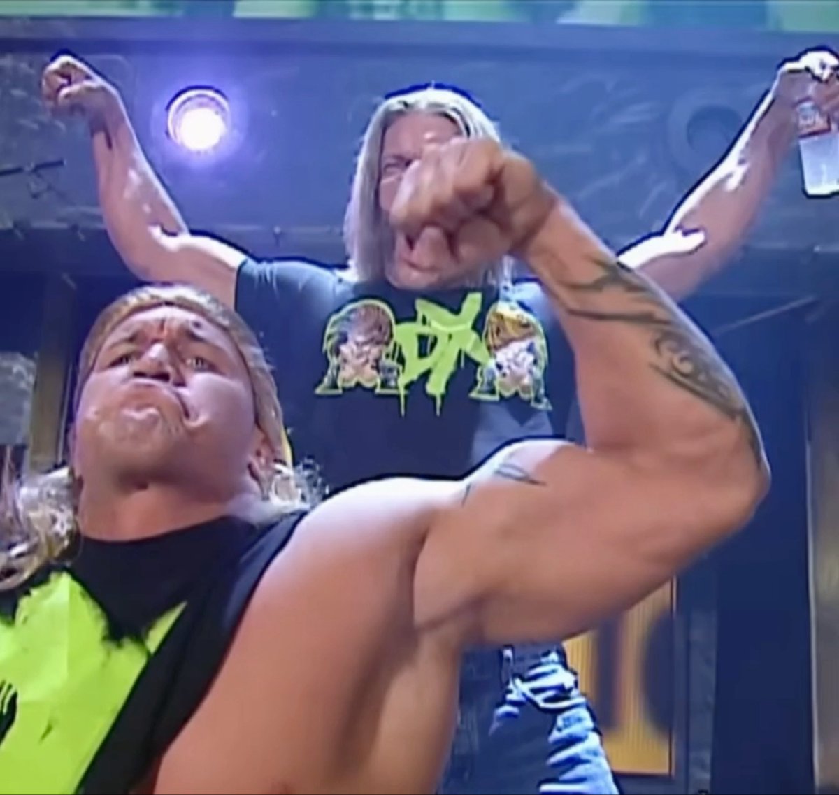 On this day, 20 years ago Rated-RKO Randy Orton & Edge impersonated Degeneration-X the funniest way possible. RANDY ORTON HOLDING HIS BACK 😭 EDGE WITH THE FAKE NOSE 💀 (2006)