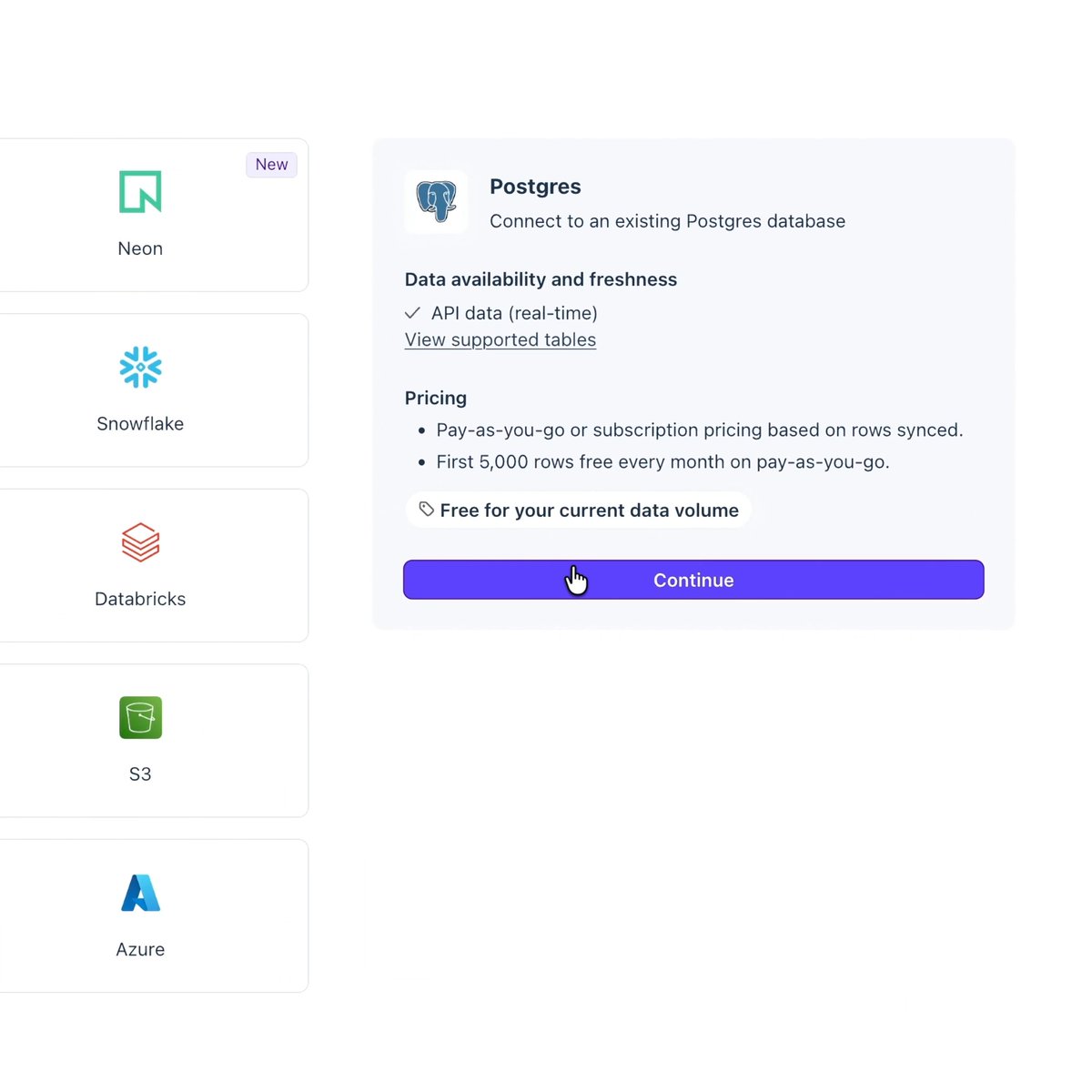 New: sync real-time Stripe data to Postgres with Stripe Data Pipeline. Stream payment, customer, and subscription details to your application’s database. Use live data to manage feature access, fulfill orders, and keep account details current.