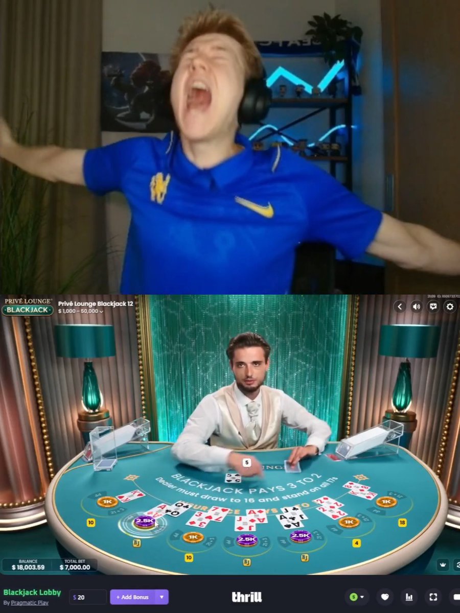 I’ve seen this happen before in blackjack, but getting four 21s in a single round is crazy 🤯