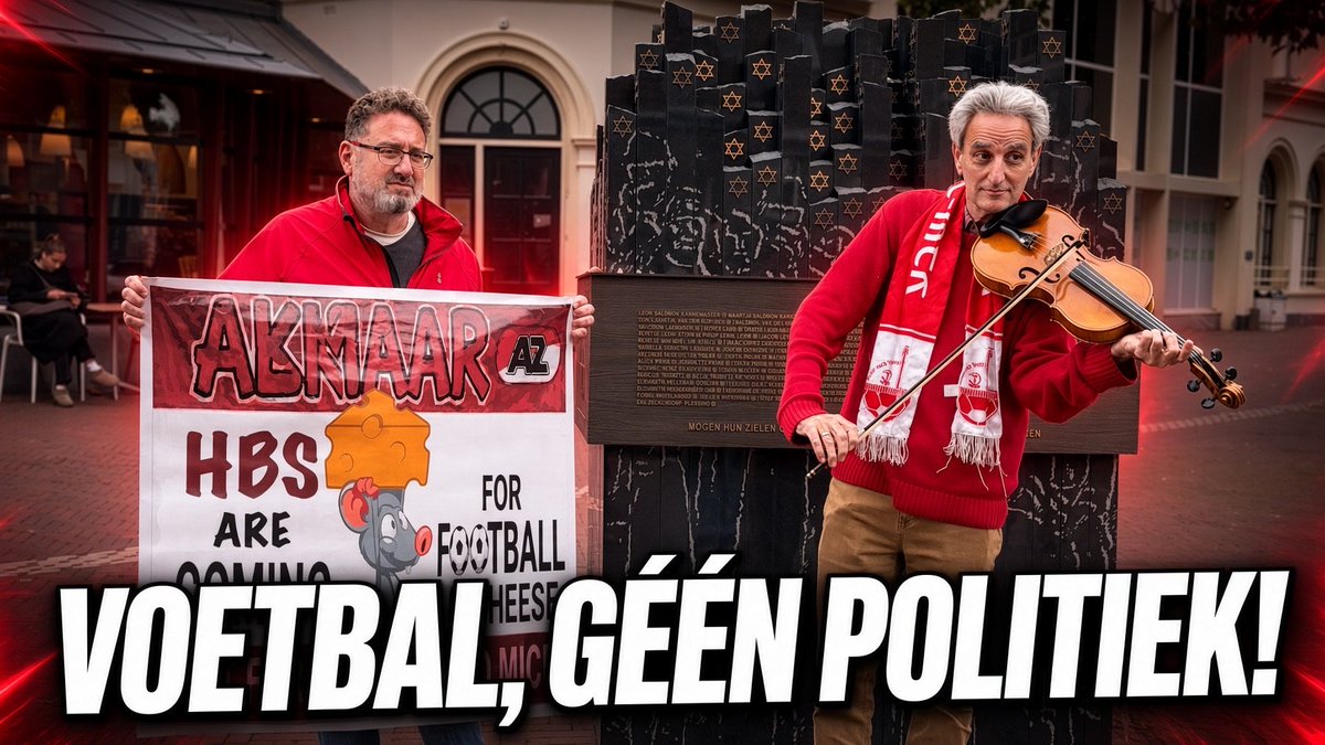 Een stadionverbod van burgemeester Schouten (met Halsema op de achtergrond) hield hen niet tegen. Ofir en Joram reisden vanmiddag ondanks alle bestuurlijke koudwatervrees gewoon af naar Alkmaar. Geen rellen of wangedrag, maar een waardig en krachtig statement: muziek spelen pal voor het deportatiemonument. Terwijl burgemeesters capituleren voor pro-pally meutes en Israëli's weren om de lieve vrede te bewaren, laten zij zien wat ruggengraat is.