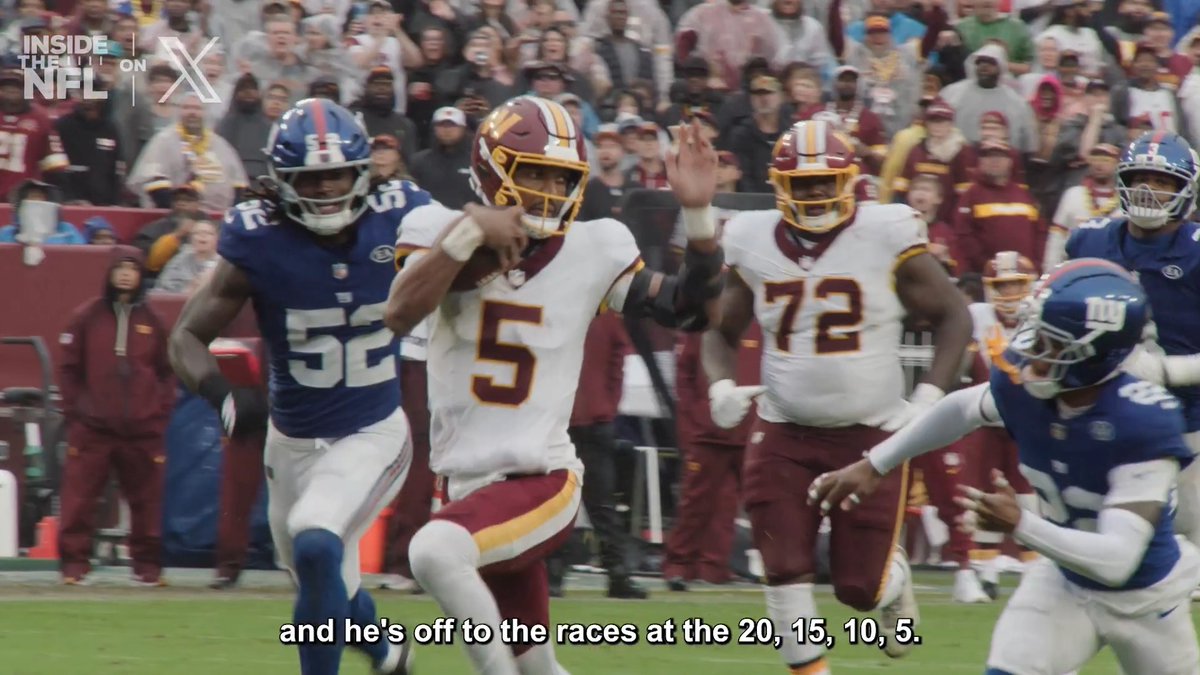 "Momma, there goes that man!" Jayden Daniels with the sweet feet against the Giants 😮‍💨