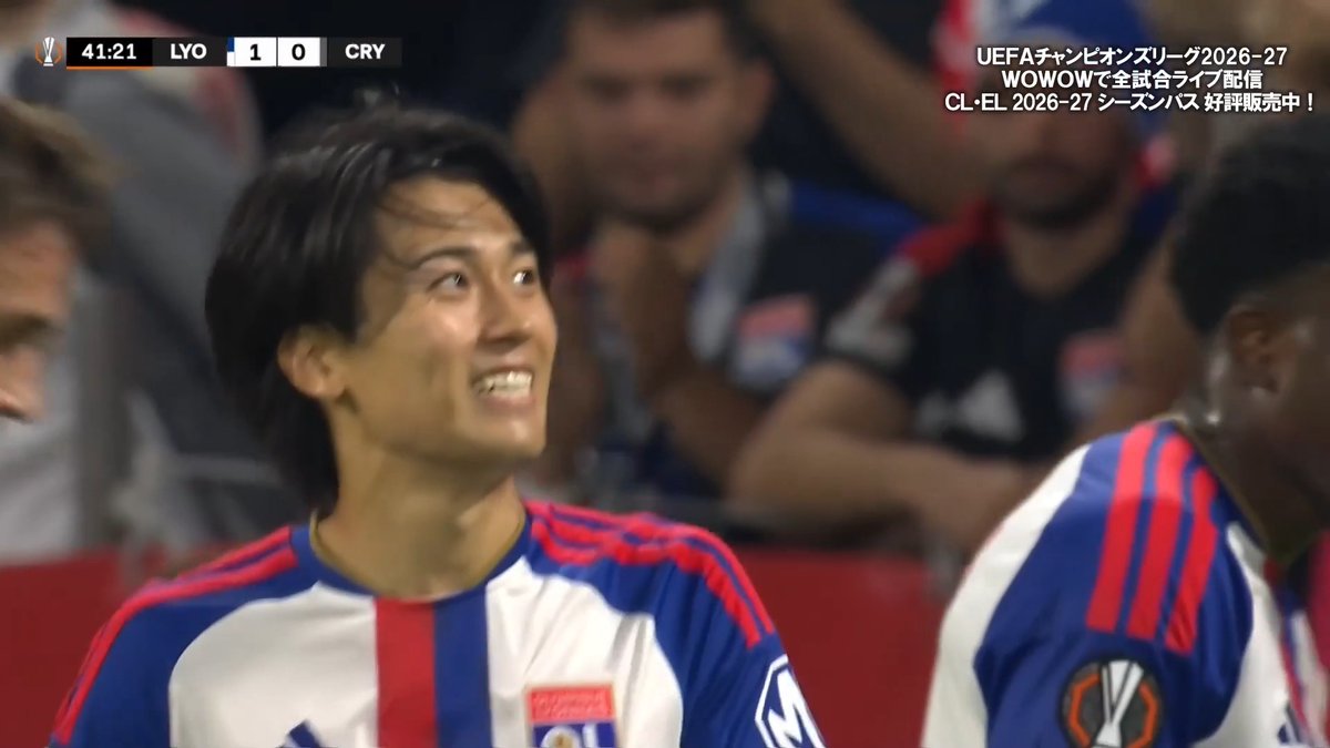 ／ 目指すサッカーを体現したリヨン🔥 3-2の打ち合いを制してCL連勝✨ 中村敬斗は2アシスト、鎌田大地は1ゴール💫 ＼ #UEL 2026-27 MD2 🇫🇷リヨン vs 🏴󠁧󠁢󠁥󠁮󠁧󠁿󠁧󠁢󠁥󠁮󠁧󠁿クリスタル・パレス 🔽WOWOWオンデマンドで他試合無料ハイライトやフルマッチアーカイブ配信中 #WOWOWでEL
