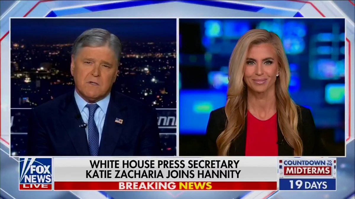 Sean Hannity cuts his interview short with WH Press Secretary Katie Zacharia after she admits she's unprepared: Hannity: What would you do differently next time? Katie Zacharia: I'd be more prepared. Very prepared, Sean.