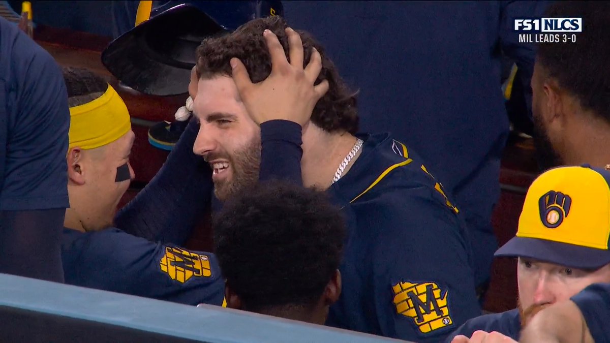 Garrett Mitchell had just two Major League home runs off left-handed pitchers since his debut in 2022. He's gone yard off a southpaw in Game 3 AND Game 4!