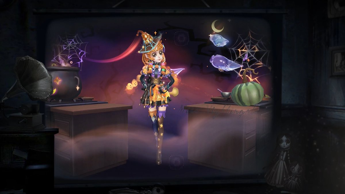 アニーさんのハロウィンテーマ UR衣装パックがまもなく登場♪ クッキーの瞳に カボチャが長い三つ編みみたい🎃 魔女の服もスイーツ要素がいっぱいで とっても可愛いの! 22日までエマも待ちきれないの~! ゲーム内のショップを 当日は真っ先にチェックなの! #IdentityV #第五人格