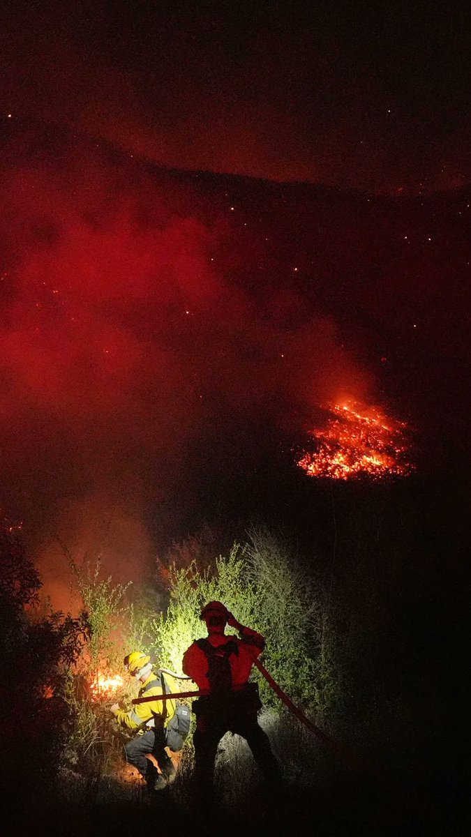 Several brush fires were burning in Southern California on Thursday evening, stoked by hot, windy weather that caused utility companies to shut off electricity for tens of thousands of people around the state.