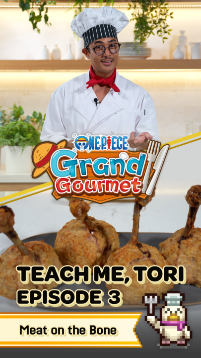 What’s that Tori? You have another recipe for David to learn? Let’s watch Chef David tackle this iconic One Piece dish, Meat on the Bone! Season the seas and check out ONE PIECE: Grand Gourmet on October 23, 2026!