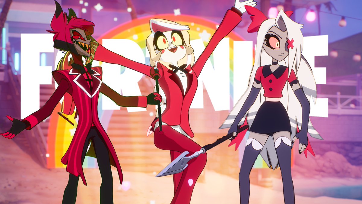 Fortnite Hazbin Hotel Cosmetics Showcase, available tonight! #SponsoredByEpic
