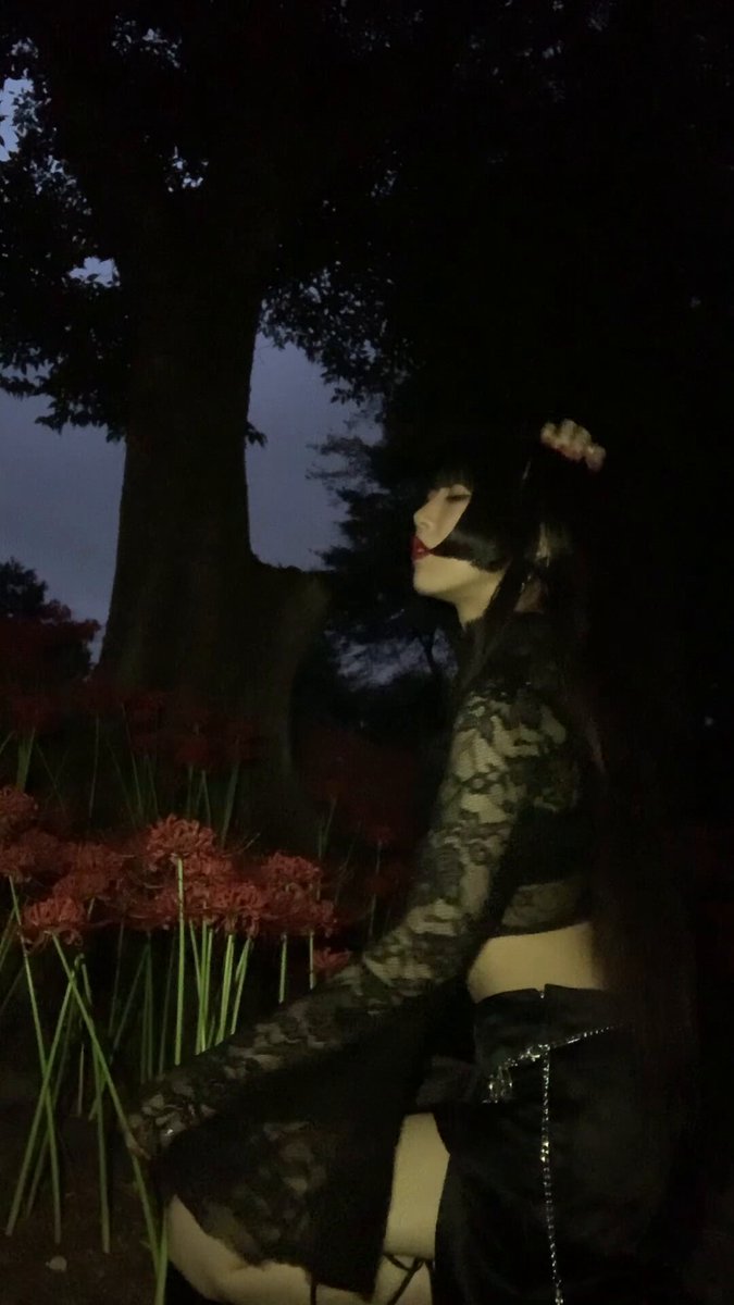 japanese goth girl meets red spider lilies at midnight