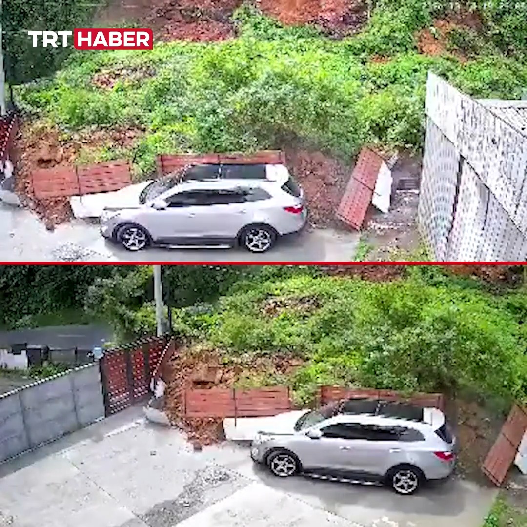 Şili'de şiddetli yağışların ardından heyelan meydana geldi. Yoldan geçen motosikletli, toprak altında kalmaktan son anda kurtuldu.