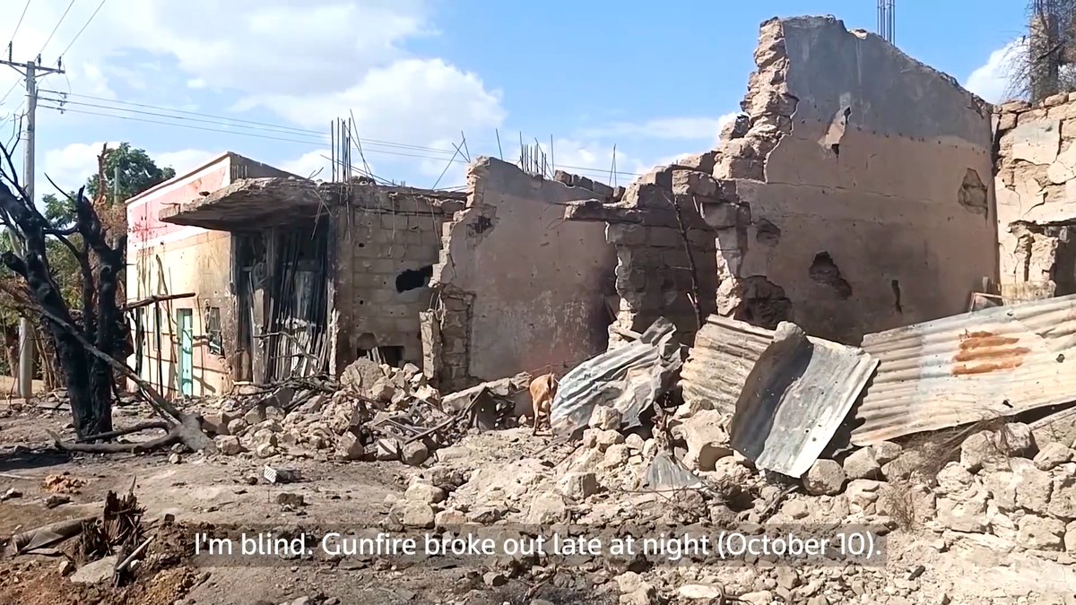 Destroyed homes and damaged vehicles line the streets of Rama, an Ethiopian town near the border with Eritrea, after residents described a night of gunfire, explosions and panic that sent people fleeing for safety