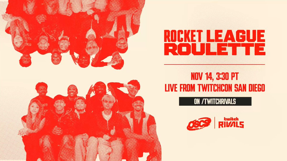 OSCS is coming to TwitchCon. And every L… will come with a twist. 📍 OSCS Official's Rocket League Roulette 🗓️ Nov 14, 3:30pm PT – Live from TwitchCon San Diego 📺 /TwitchRivals 📱 Don't forget to favorite it on the official TwitchCon app!