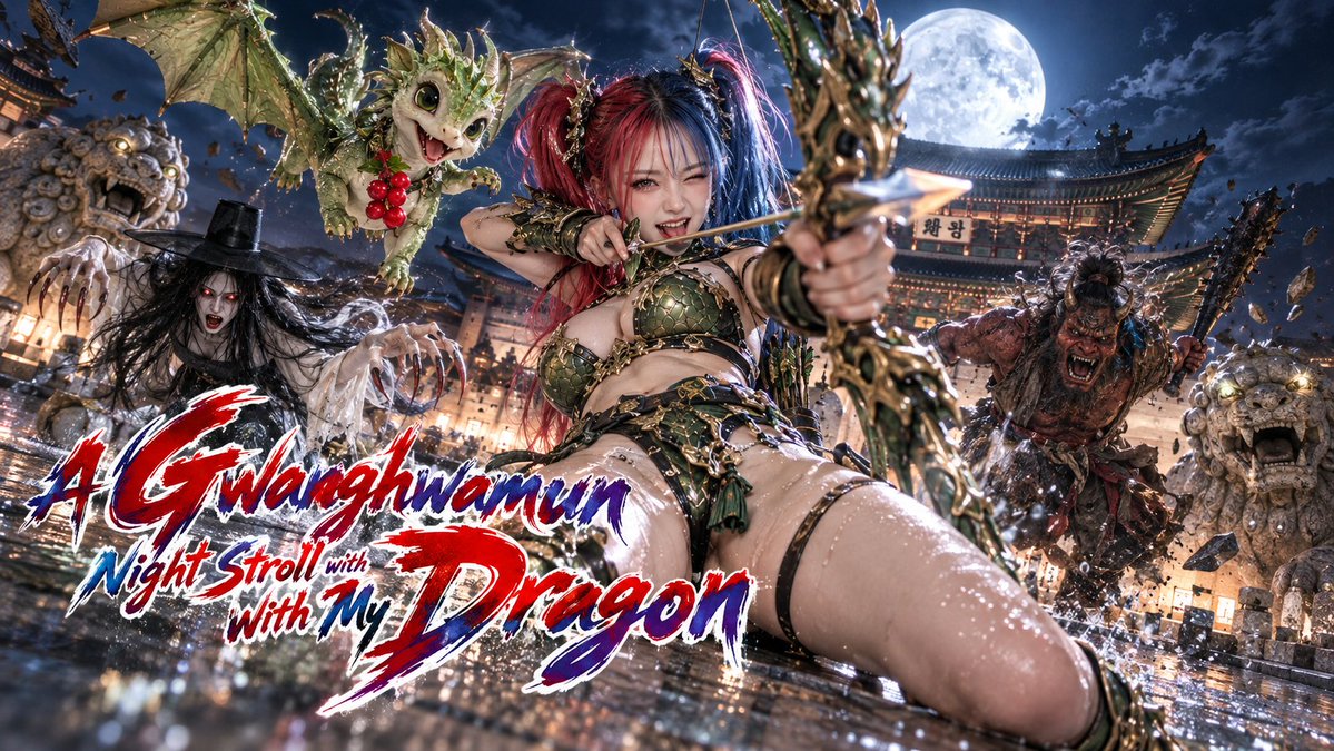 New original movie for another challenge🔥 "A Gwanhwamun Night Stroll with My Dragon" Enjoy guys👍👍👍 . #PixVerse #PixMoreChallenge PixVerse