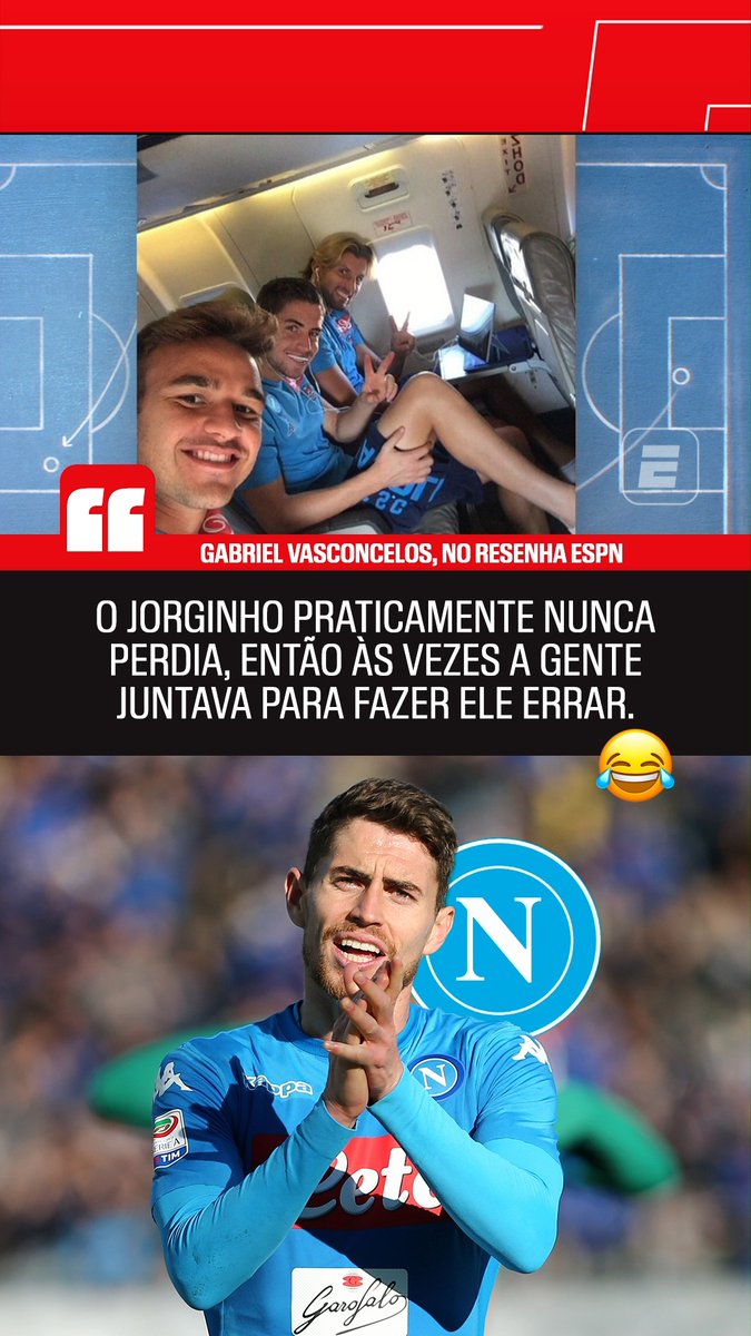 No Resenha ESPN, Gabriel Vasconcelos falou sobre os desafios que o elenco do Napoli fazia antes dos treinos: quem perdia levava peteleco na orelha. O ex-goleiro contou que Jorginho nunca perdia, então todos se reuniam para fazer com que ele errasse. QUE RESENHA! 👉 Assista ao Resenha ESPN com uma dupla de goleiros: Gabriel Vasconcelos e Renan. Foto: Marco Canoniero/LightRocket via Getty Images #FutebolNaESPN #Futebol