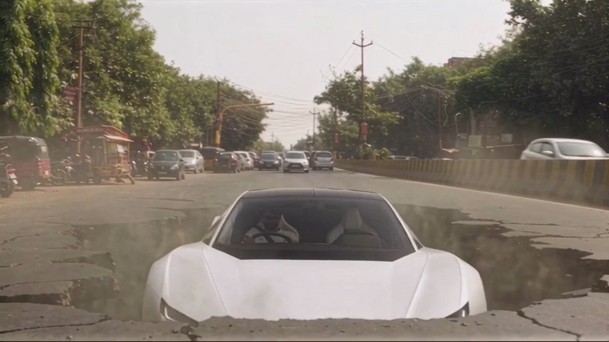Part - 2 , #Tesla In INDIA 😳😂🔥 #teslaRoadster Escaped the electric wires, only to be trapped by Modi's "space-tech" roads 🛣️😭