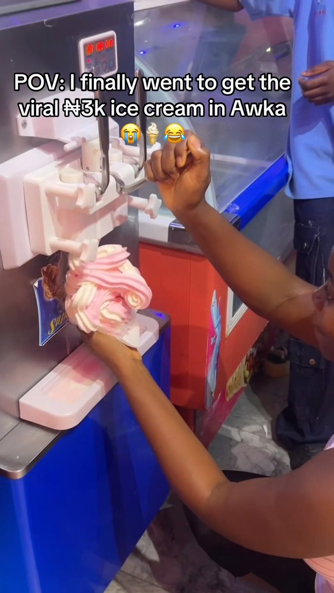 Viral Video Of a Lady At a Self-Service Ice Cream Spot In Awka, Anambra State 👀