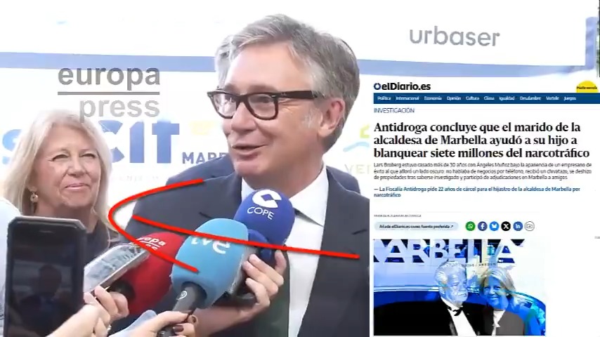 Manuel Gavira (VOX Andalucía) hablando de luchar contra el narcotráfico junto a Titi, la alcaldesa de Marbella, cuyo marido e hijo eran narcotraficantes.
