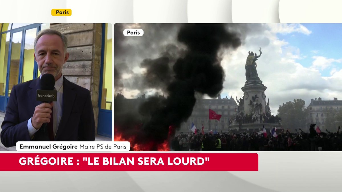 🔴 Violences à Paris : "Ma seule préoccupation de ce soir, c'est d'assurer la sécurité des Parisiennes et des Parisiens", affirme Emmanuel Grégoire qui souhaite "remettre tout d'équerre le plus vite possible" avant le temps des explications politiques. #EditionSpeciale #canal16