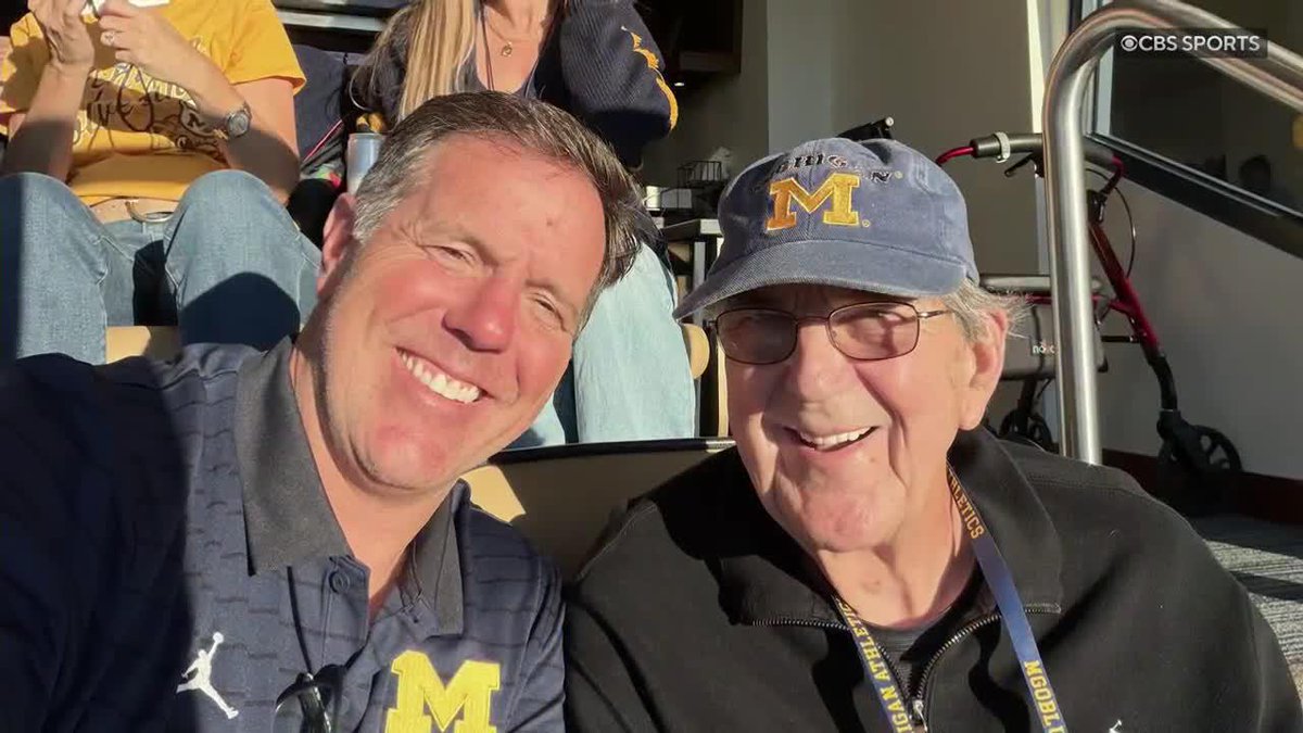 "This guy I'm sitting with is a little busy watching his grandson." Brian Griese texted Brad Nessler this pic of Lloyd Carr at today's game. 😀