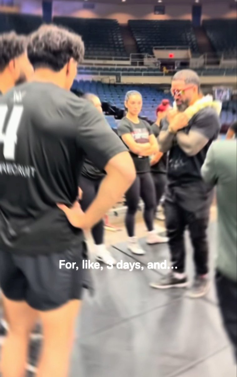 Jey Uso dropping his knowledge on future WWE superstars how to take bumps safely inside the ring at the tryout’s today.