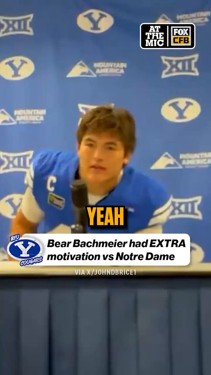 Bear Bachmeier had some strong words for Notre Dame after leading BYU to a 28-24 win (via John Brice)