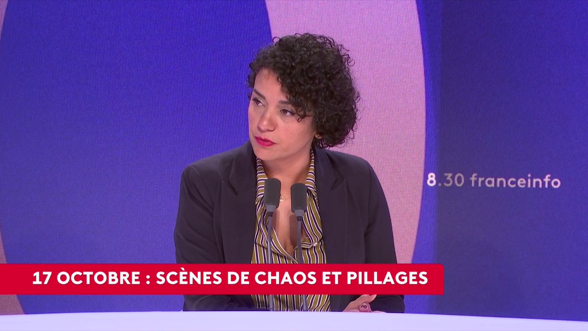 Dans cette situation, "Marine Le Pen et le RN jouent aux pompiers pyromanes", estime Lamia El Aaraje, première adjointe à la mairie de Paris, invitée du #8h30franceinfo au lendemain des violences en marge de la mobilisation du 17 octobre