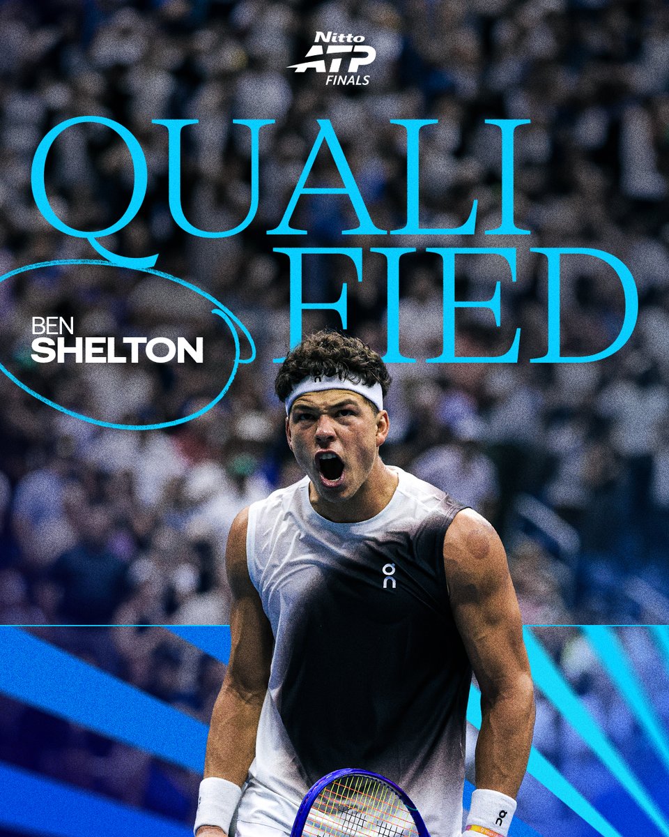 QUALIFIED ✅ Ben Shelton qualifies for the #NittoATPFinals in Turin for the second consecutive year 👏