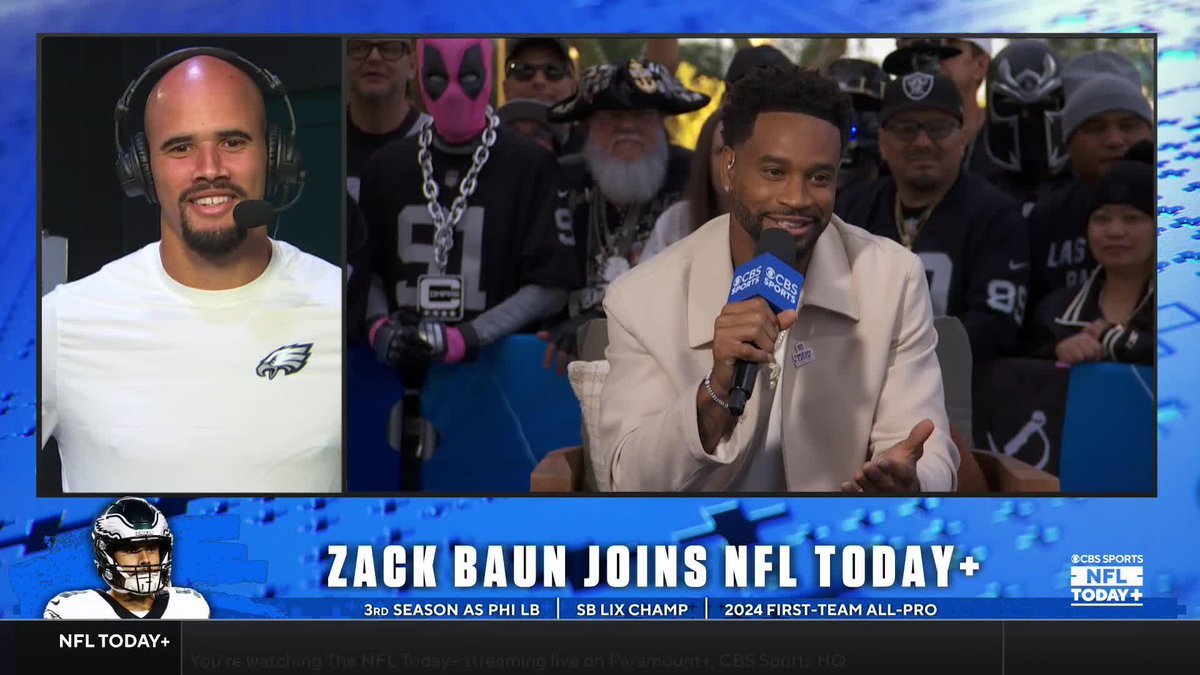 Zack Baun: "I don't know why Lane Johnson wasn't the bald eagle first but, I'll take it." 😂