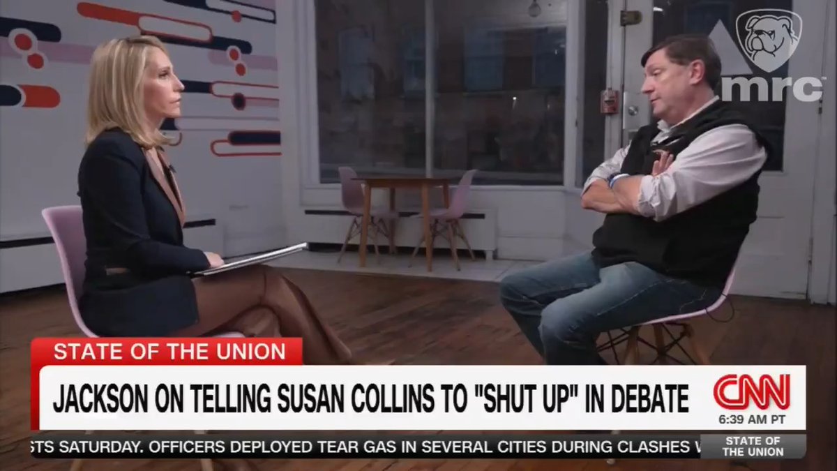 WATCH: Democrat MESEN candidate Troy Jackson refuses to apologize to Susan Collis over telling her to "shut up" during a recent debate, says he did it because he's tired of feeling "talked down" to. Soft followup from CNN's Dana Bash.