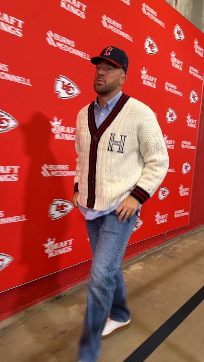 Travis Kelce repping his hometown Cleveland Guardians LACvsKC -- 4:25pm ET on CBS/Paramount+ Stream on NFL+