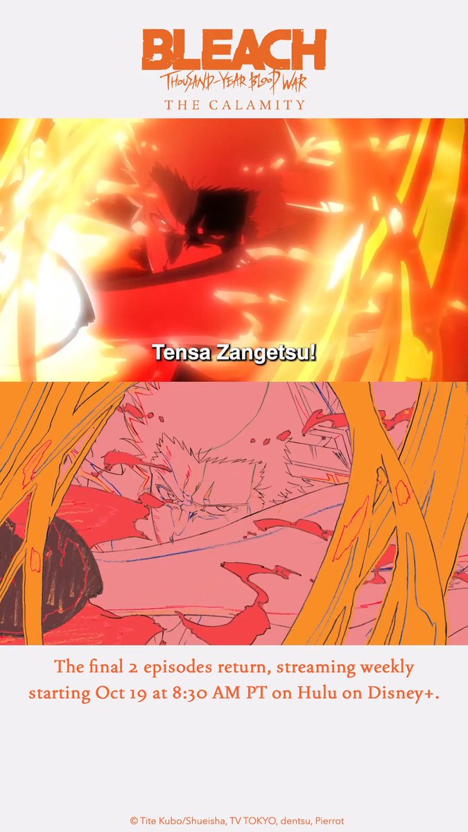 A sneak peek behind the scenes of Episode 46’s production! Tensa Zangetsu is one formidable Bankai 👀🔥 BLEACH: Thousand-Year Blood War returns TOMORROW at 8:30 AM PT ⚔️