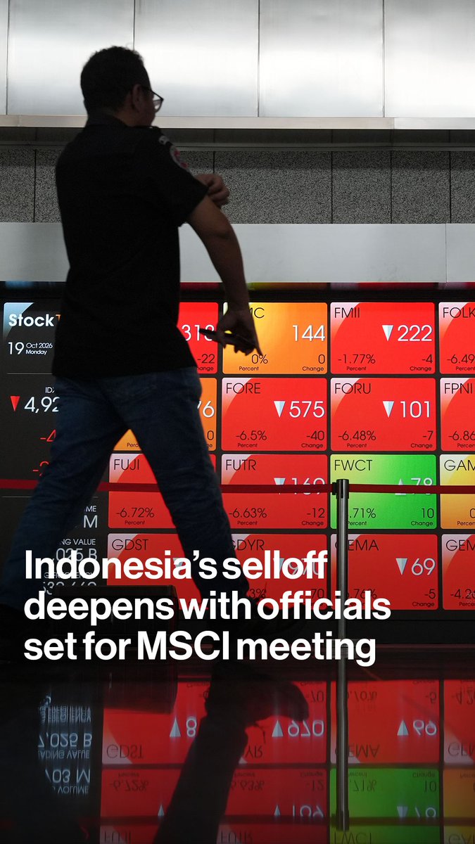 Indonesian markets extended their selloff, with stocks deepening their worst rout in almost 30 years and losses spreading to bonds and the rupiah after MSCI warned the country may face a two-step downgrade. Bloomberg's Anthony Stephens has more.